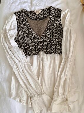 Anthropologie Layered Sweater Vest and Blouse